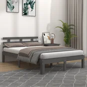 Okvir za krevet od masivnog drva sivi 150 x 200 cm veliki