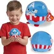 MARVEL COMICS TY MARVEL Captain America okrogla maskota, za metanje, mehka igračka za senzorično igro BEANIE BALLS 9 cm
