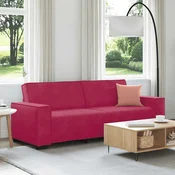 vidaXL Trosed kavč vinsko rdeč 220x78x84 cm žamet