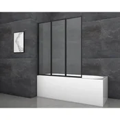 Aurlane Zložljiva stena za kopalno kad Black Star 125 x 143 cm črna mat 3-krilna