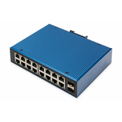 Industrial 16+2 -Port Gigabit Ethernet Switch Unmanaged, 16 RJ45 Ports 10/100/1000 Mbits