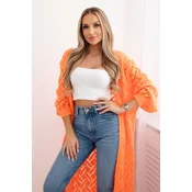 Long cardigan Super KID Mohair orange neon