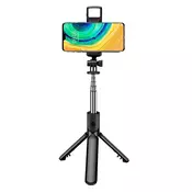 Selfie stick Techsuit S03-S z Bluetooth daljincem, stabilnim stojalom in LED lučko, 67cm - črn