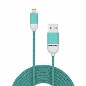 TelForceOne PANTONE KABEL MFI USB-A - LIGHTNING 1.5M, 2.4A, MODRO-ZELEN [GSM174228]