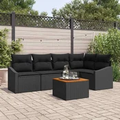 Sjedeća garnitura za vrt 6 kom. Crna poliratan 233,5 x 123,5 x 69 cm