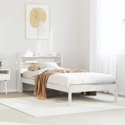 shumee vidaXL Posteljni okvir brez vzmetnice bel 90x200 cm masiven borov les