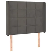 Vidaxl Vzglavje z ušesi temno sivo 93x16x118/128 cm žamet