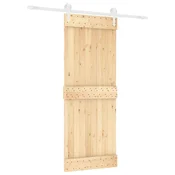 Vidaxl Drsna vrata Naravna in bela 80 x 210 cm Masiven borov les