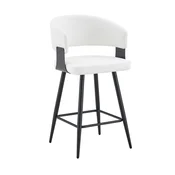 SONNENH Barska stola, 2 v kompletu, bel PU sedež 47 x 46,5 cm, sedež visok 64 cm, skupna višina 94,5 cm, odprto naslonjalo širine 52 cm in črne kovinske noge