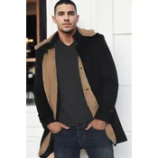 PLT8399 DEWBERRY SUEDE LOOK MENS COAT-PLAIN BLACK