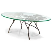Casa Padrino luxury coffee table vintage brass 130 x 70 x H. 46 cm - Oval aluminum living room table with glass top - Luxury furniture - Living room furniture - Luxury furnishings