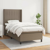 Greatstore Box spring postelja z vzmetnico taupe 90x190 cm blago