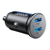 shumee Mini avto polnilec za vtičnico vžigalnika 30W 2x USB-C, kovinski, črn