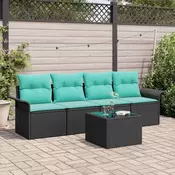 vidaXL vidaXL Kavčna garnitura z blazino 5 pcs Črna poli ratan, (5000154663)