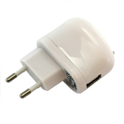 polnilec / adapter USB, univerzalni, bel, 2.1A