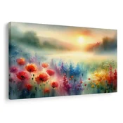 Slika travnik ob sončnem vzhodu - 120x80