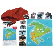 Just Jigsaws 771 Severna Amerika in njene živali - lesena sestavljanka s 16 deli in 10 živalmi