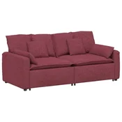 Vidaxl Modularni kavč z blazinami vinsko rdeč