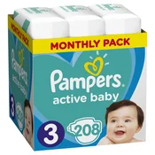 Pampers Pelene Active baby Monthly, S3, 6-10kg, 208 komada