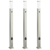 vidaXL vidaXL Stebričke s senzorjem in vtičnico 3 kosi 110 cm nerjaveče jeklo IP44, (5000296972)