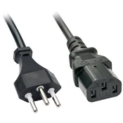 LINDY LINDY tok priključni kabel [1x švicarski moški konektor - 1x ženski konektor IEC C13\, 10 A] 3.00 m črna, (20414663)