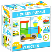 Mix Puzzle s kockami, 4 kosi - Vozila