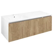 LOREA omarica z umivalnikom 121x46x51,5cm (90+30cm), leva, hrast alabama/bela mat - Rjava - 121x46x51,5 cm - Sapho - LOREA - 24 - MDF/laminat - 1210 - 460 - 515 - 14