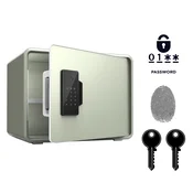 Nikcorp Biometrični sef NIKCORP SG-25-Z, 25x35x26 cm, jeklo Q235, prstni odtis, elektronska koda in ključ, varen domači trezor za dokumente in gotovino, zelena barva, možnost pritrditve na steno ali tla