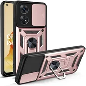 GS Komplet oklepnega etuija za Oppo Reno8 T, Nox Camera Slide, roza + steklo