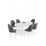 HANAH HOME Rasklopivi trpezarijski sto i stolice (7 delova) Enya White Grey