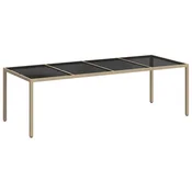 Vidaxl Vrtna miza 250x100x75 cm kaljeno steklo in poli ratan