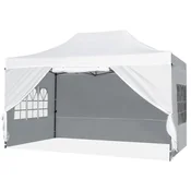 Costway Šotor s pokrovom na zložljiv okvir 10x14 ft bel