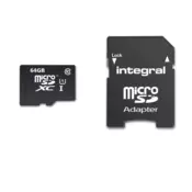 INTEGRAL spominska kartica MicroSDXC 64 GB Class 10 U1 + adapter (INMSDX64G10-90SPTAB)