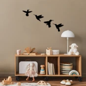 Atelier Del Sofa Set zidnih dekoracija Birds-292, 13-15 cm, 1 mm,  4 komada, Crna