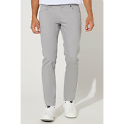 AC&Co / Altinyildiz Classics Mens Gray 360 Degree All Direction Stretch Slim Fit Slim Fit Diagonal Stretch Patterned Trousers