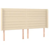 Vidaxl Vzglavje z ušesi krem 203x16x118/128 cm blago