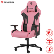 GENESIS NITRO 720 gaming stol, ergonomski, nastavljiva višina/naklon, 3D nasloni za roke, kolesa CareGlide™, roza črn