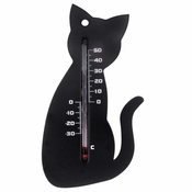 shumee Nature Zunanji stenski termometer, v obliki mačke, črn