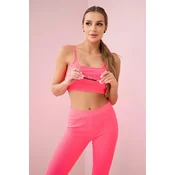 Striped top set with blouse pink neon