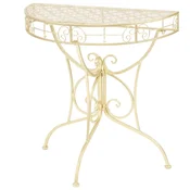Bocni starinski stolic polukružni metalni 72x36x74 cm zlatni