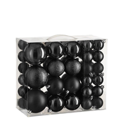 Novoletne PVC bunke, črne, premer 4, 6 in 8 cm, 46 kosov