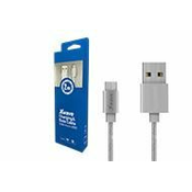 XWAVE Kabl USB2.0 na Micro USB 2M/2A/ aluminium/ upleteni/ srebrni