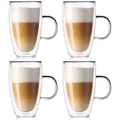 shumee Dvostenski termo kozarec za latte kavo DOUBLE 430 ml 4 kosi.