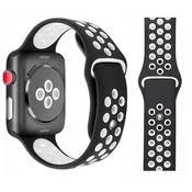 shumee ŠPORTNI PAŠČEK ZA APPLE WATCH 2 3 4 5 6 7 8 SE 9 42/44 MM ČRNO-BELA