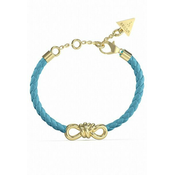 Guess Elegantna turkizna usnjena zapestnica s pentljo JUBB04003JWYGTQT/U