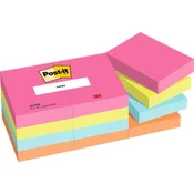 Samolepilni blok, 38x51 mm, 12x100 listov, 3M POSTIT Poptimistic, mešanica barv, 1200 listov