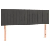 Vidaxl Posteljno vzglavje temno siva 144x5x78/88 cm žamet