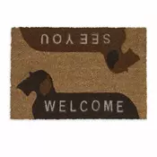 Northix Kokosov predpražnik Welcome/See You pes motiv nedrseča PVC podlaga