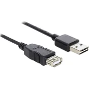 DELOCK Delock USB 2.0 kabel [1x moški konektor USB 2.0 tipa A - 1x ženski konektor USB 2.0 tipa A] 3 m črna primeren za obojestranski priključek , pozlačeni, (20416017)