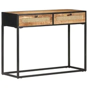 Konzolni stol 100x35x75 cm grubo drvo manga i prirodna trska